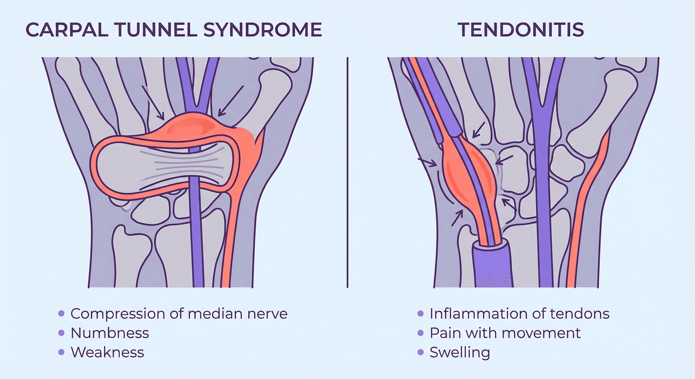 Carpal Tunnel vs Tendonitis: How to Tell the Difference