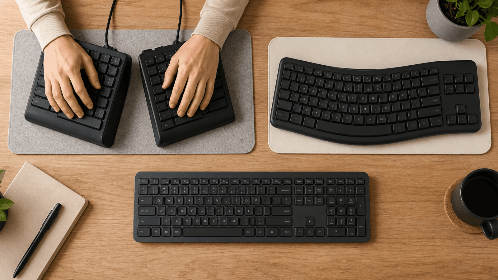 Palm-rest height and width aligned with the front edge of a keyboard