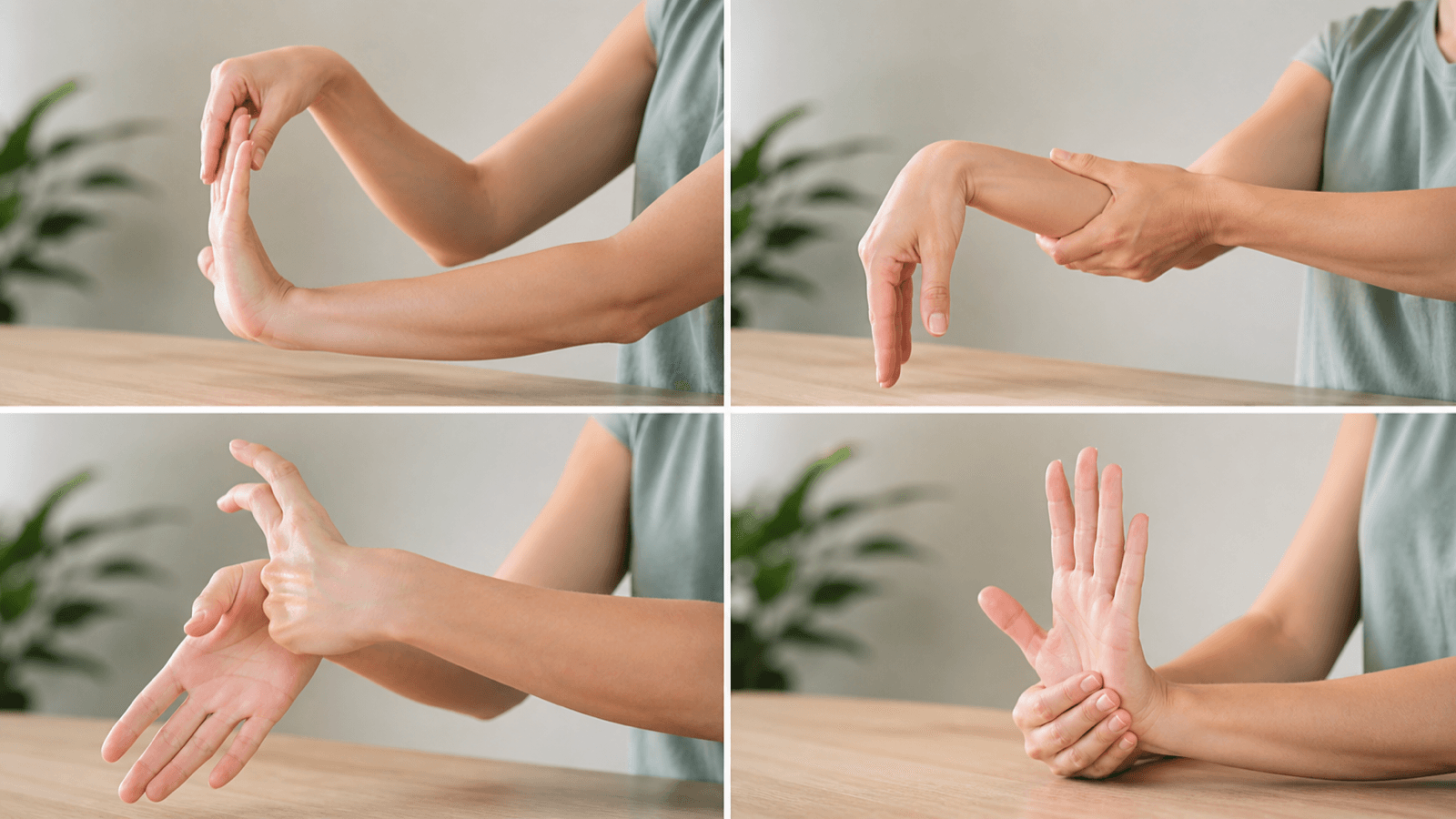 Four gentle wrist and finger mobility positions
