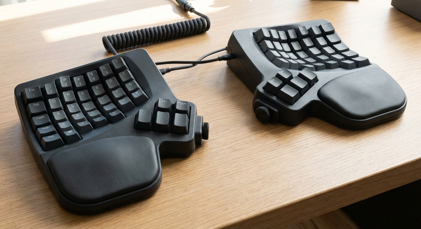 Kinesis Advantage360 concave keywell ergonomic keyboard close-up