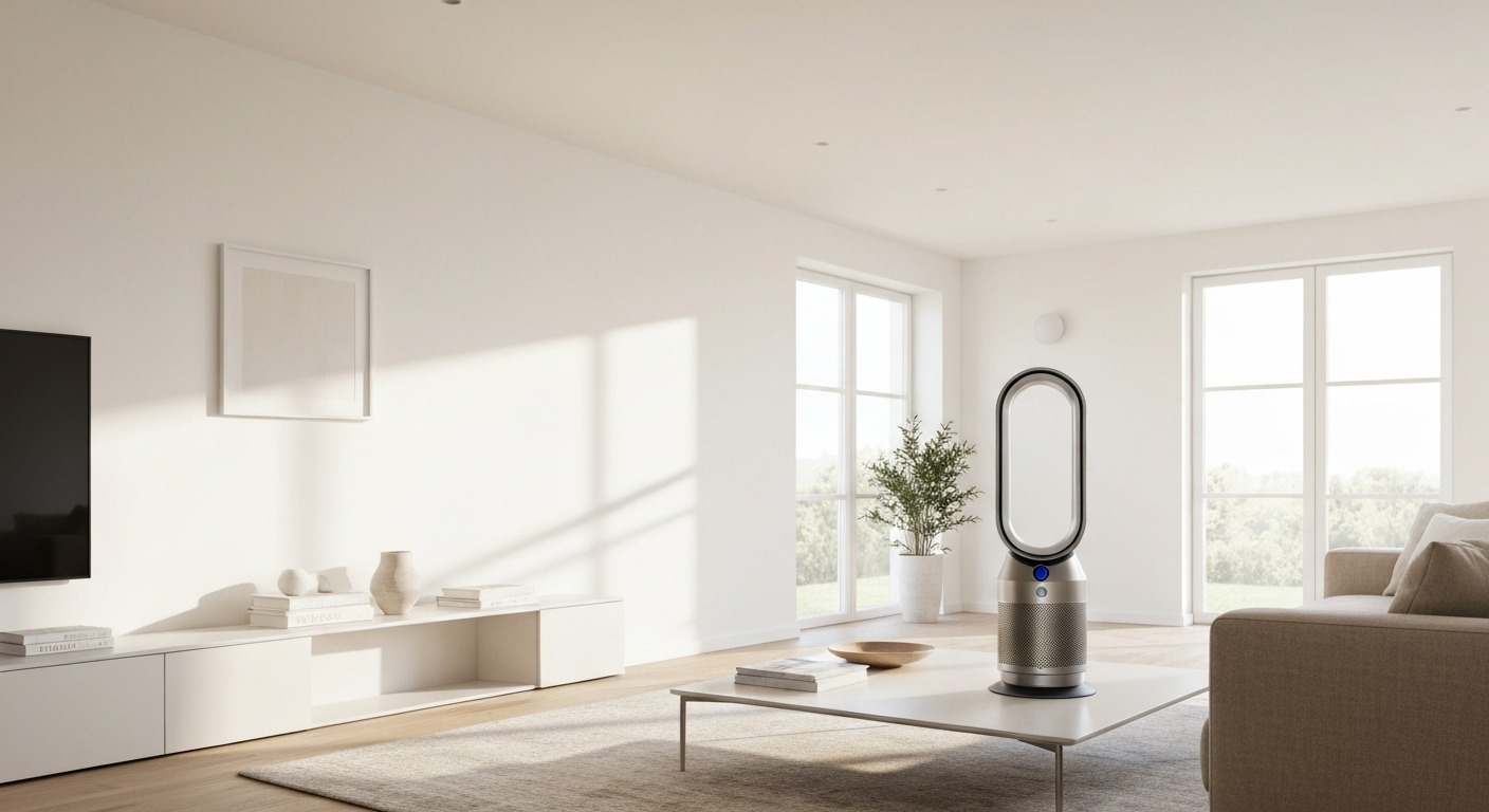 Dyson Purifier Cool Gen1 bladeless fan and air purifier design in living room