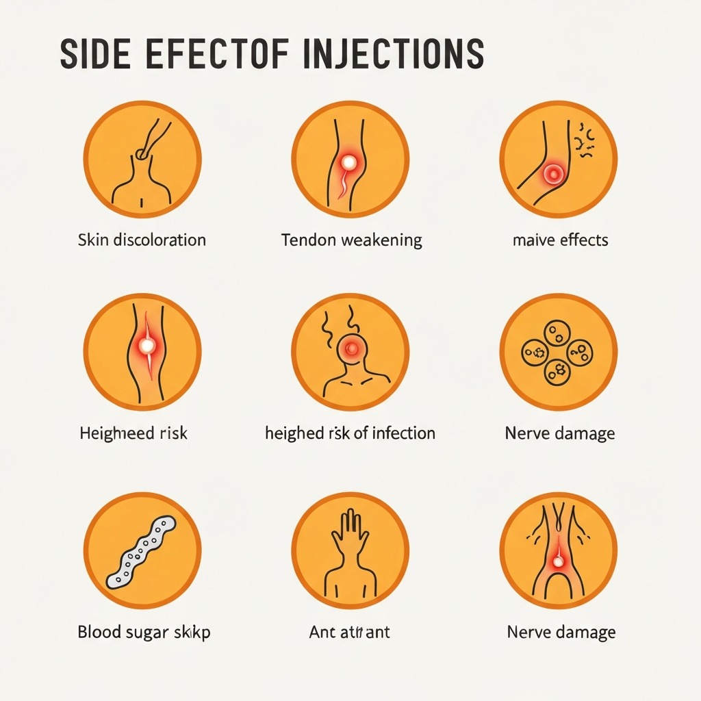 Infographic showing potential side effects of corticosteroid injections for carpal tunnel