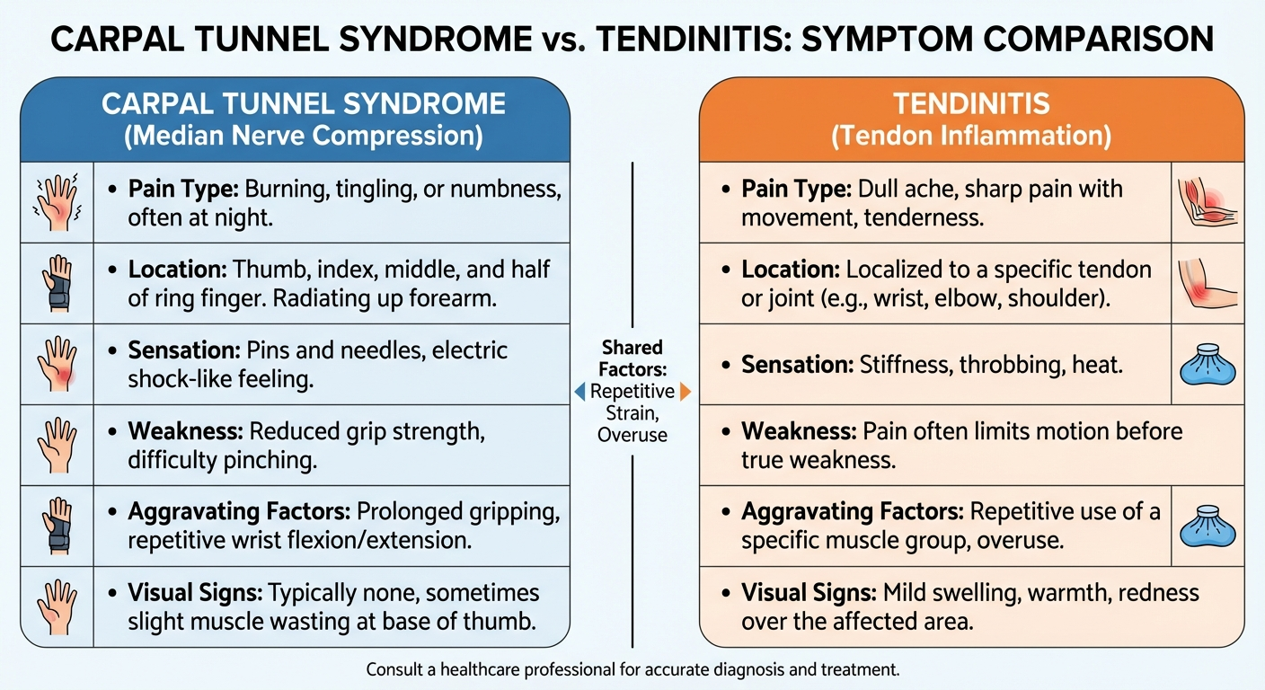 Carpal Tunnel vs Tendonitis: Side-by-Side Comparison