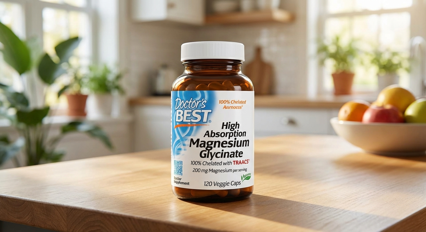 Doctor's Best High Absorption Magnesium glycinate supplement bottle